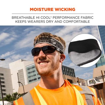 Ergodyne Chill-Its 6605 Black Hi Cool/Terry Cloth Stand Alone Sweatband - 720476-12433