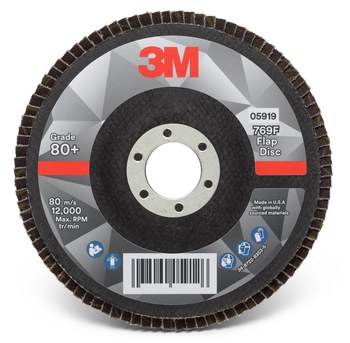 3M 769F Type 27 Flap Disc 05919 - Ceramic Precision-Shaped Grain - 5 in - 80+ - Medium