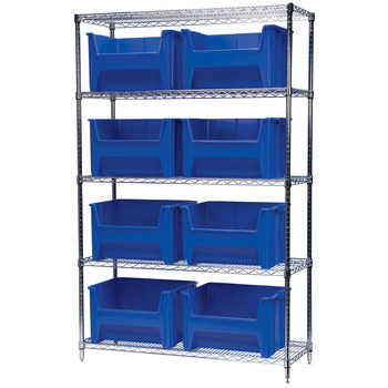 Picture of Akro-Mils AWS184813017 Stak-N-Store 2000 lb Adjustable Blue Chrome Steel Open Fixed Shelving System (Main product image)