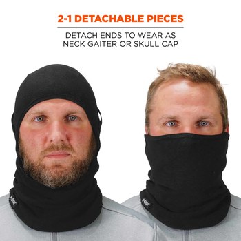 Ergodyne N-Ferno 6826 Black Polyester Fleece Cold Weather Balaclava Hood - Hook & Loop - 720476-16826