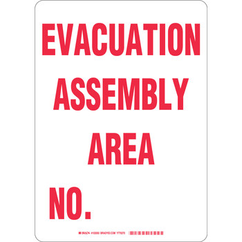 Picture of Brady B-401 High Impact Polystyrene Rectangle White English Emergency Evacuation Sign part number 103593 (Main product image)
