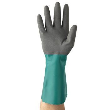 Ansell AlphaTec 58-435 Sea Green/Anthracite Grey 11 Supported Chemical-Resistant Glove - 15 in Length - Rough Finish - 58-435/SZ 11
