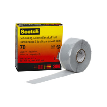 3M Scotch 70 Gray Silicone Rubber Insulating Tape - 1 in x 30 ft - 1 in Wide - 12 mil Thick - 57261