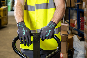 Ansell HyFlex 11844 Grey 9 Work Gloves - Aerospace, Automotive Aftermarket, Machinery and Equipment, Metal fabrication, Food Processing, Warehousing Grade - A1 Cut Resistance - Nitrile Foam Palm & Fingers Coating - 11844090