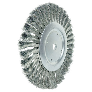 Weiler 08135 Wheel Brush - 8 in Dia - Knotted - Standard Twist Steel Bristle