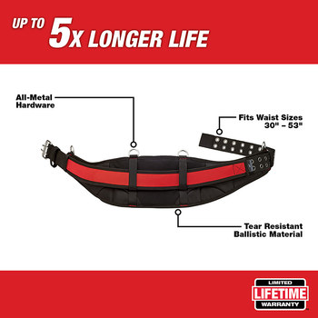 Milwaukee Red/Black Universal 1680D Nylon Padded Work Belt - 19 in Length - 7 in Wide - 48-22-8140