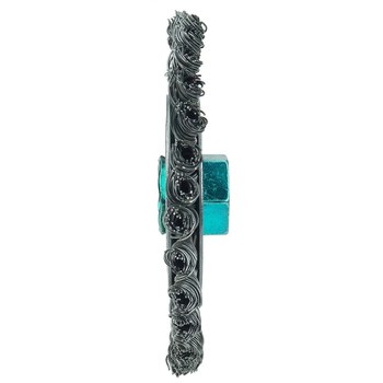 Weiler Roughneck 13127 Wheel Brush - 4 in Dia - Knotted - Stringer Bead Steel Bristle