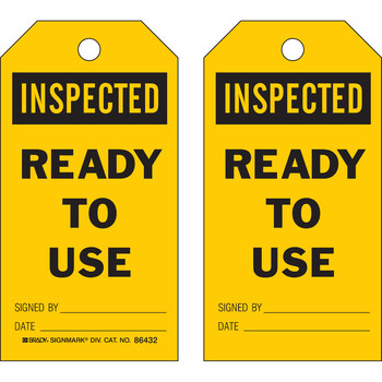 Picture of Brady Black on Yellow Laminated, Metal Grommet, Write-On Polyester / Paper General Inspection 86432 General Inspection Tag (Main product image)