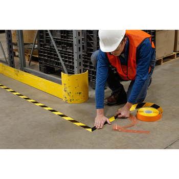 Brady ToughStripe Max Black / Yellow Floor Marking Tape - 2 in Width x 100 ft Length - 0.050 in Thick - 60800