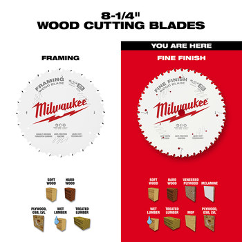 Milwaukee Circular Saw Blade 48-40-0822 - 8 1/4 in Diameter - Cobalt Infused Tungsten Carbide