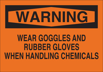 Picture of Brady B-120 Fiberglass Reinforced Polyester Rectangle Orange English Chemical Warning Sign part number 69615 (Main product image)