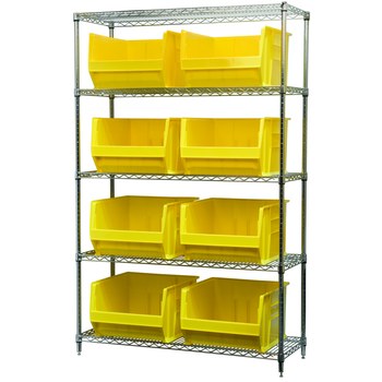 Picture of Akro-Mils AWS184830280 Akrobin 2000 lb Adjustable Yellow Chrome Steel Open Fixed Shelving System (Main product image)