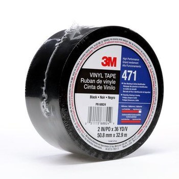 3M 471 IW Black Marking Tape - 2 in Width x 36 yd Length - 5.2 mil Thick - 68824