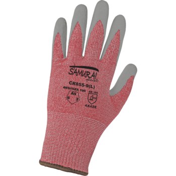 Samurai Glove Red and White Small Cut Resistant Gloves - Silicone Palm Coating - Smooth Finish - CR855-7(S)