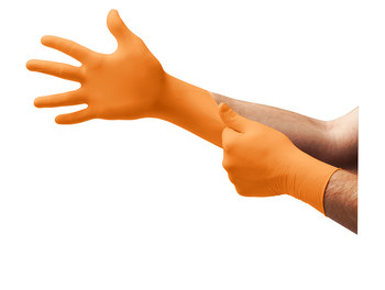 Microflex High Five Blaze N48 Orange 2XL Powder Free Disposable Gloves - Medical Exam Grade - 10 in Length - Rough Finish - 5 mil Thick - N485