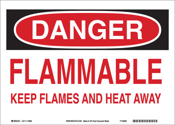 Picture of Brady B-563 High Density Polypropylene Rectangle White English Flammable Material Sign part number 116161 (Main product image)