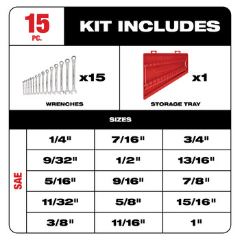 Milwaukee 48-22-9416 Ratcheting Combination Wrench Set - Chrome Vanadium Steel