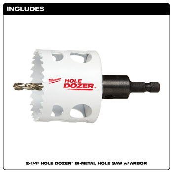 Milwaukee HOLE DOZER Hole Saw 49-56-9680 - 3/5 TPI - 2 1/4 in Diameter - Bi-Metal