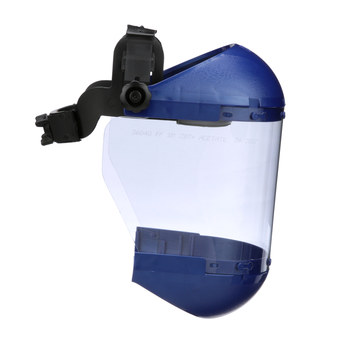 Sellstrom Sta-Clear Blue Plastic Full Face Shield - Ratcheting System Adjustment - Anti-Fog - 327380-05125