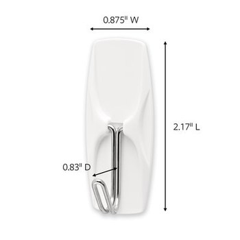 3M Command 17065-7ES White Wire Hooks - 7/8 in Width x 2.17 in Length