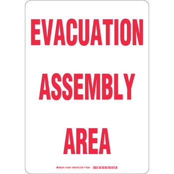 Picture of Brady B-401 High Impact Polystyrene Rectangle White English Emergency Evacuation Sign part number 103591 (Main product image)
