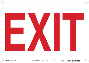 Picture of Brady B-563 High Density Polypropylene Rectangle White English Exit Sign part number 116078 (Main product image)