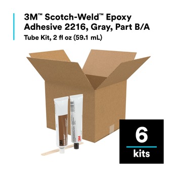 3M Scotch-Weld 2216 Gray Two-Part Epoxy Adhesive - Base & Accelerator (B/A) - 3.3 fl oz Kit - 20351