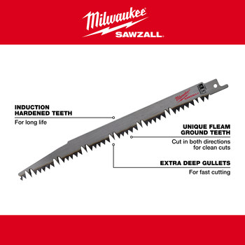 Milwaukee SAWZALL Reciprocating Saw Blade 48-00-1301 - 5 TPI - 0.75 in Width x 0.049 in Thick - Bi-Metal