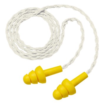 Picture of 3M E-A-R UltraFit 340-4036 Yellow Universal Thermoplastic Elastomer Foam Reusable Corded Triple-Flange Ear Plugs (Main product image)