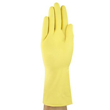 Ansell AlphaTec 87-089 Yellow 7.5 Unsupported Chemical-Resistant Glove - 12 in Length - Reversed Lozenge Finish - G12Y