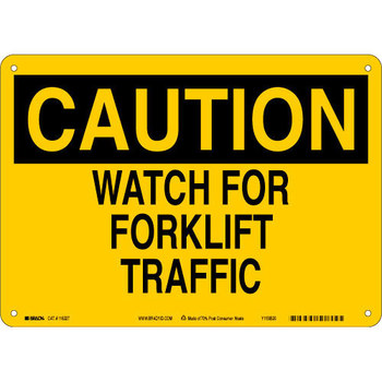 Picture of Brady B-563 High Density Polypropylene Rectangle Yellow English Truck & Forklift Warehouse Traffic Sign part number 116227 (Main product image)