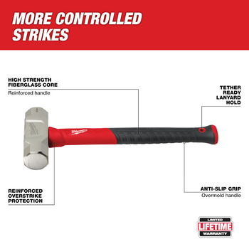 Milwaukee Forged Steel Engineer Hammer 48-22-9314 - Rubber Flared Handle - 64 oz Head