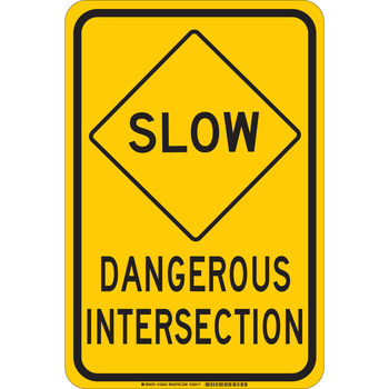 Picture of Brady B-302 Polyester Rectangle Yellow English Stop Signs, Traffic Control Signs & Banners Sign part number 129425 (Main product image)