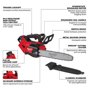 Milwaukee M18 FUEL Top Handle Chainsaw Kit 2826-22T - 10.8 lb - 14 in Blade
