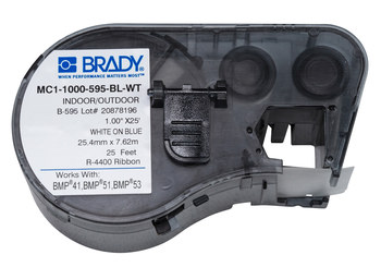 Picture of Brady Blue / White Thermal Transfer MC1-1000-595-BL-WT Continuous Thermal Transfer Printer Label Cartridge (Main product image)