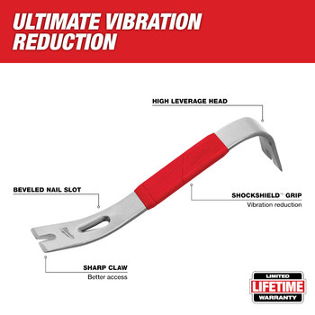 Milwaukee Steel Pry Bar - 12 in Length - 2.75 in Wide - 48-22-9034