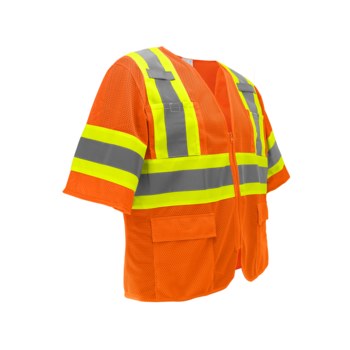 Global Glove FrogWear HV High-Visibility Surveyor's Vest GLO-0145 LG - Size Large - High-Visibility Orange & Yellow/Green