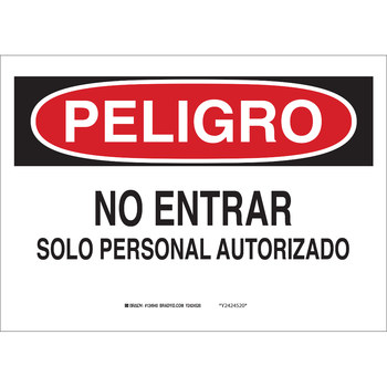Picture of Brady B-120 Fiberglass Reinforced Polyester Rectangle White Spanish Restricted Area Sign part number 39554 (Main product image)