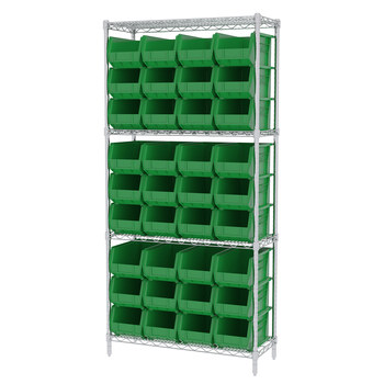 Picture of Akro-Mils AWS143630240 Akrobin 2000 lb Adjustable Green Chrome Steel Open Fixed Shelving System (Main product image)