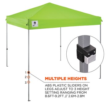 Ergodyne SHAX 6010 Lightweight Tent - 10 ft x 10 ft - 14 ft Height - Polyester - Hi-Vis Lime - 12910