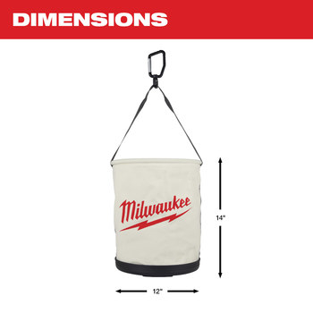 Milwaukee White/Black Canvas Utility Bucket - 11.81 in Length - 11.81 in Wide - 48-22-8271