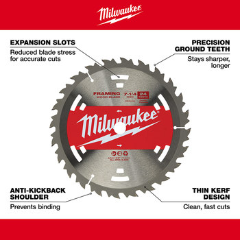 Milwaukee Circular Saw Blade 48-41-0710 - 7 1/4 in Diameter - Cobalt Infused Tungsten Carbide