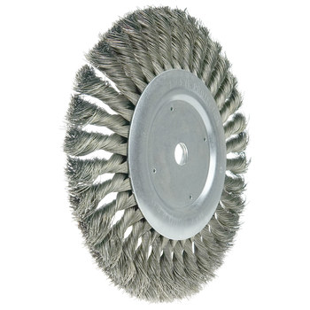 Weiler Wolverine 36228 Wheel Brush - 8 in Dia - Knotted - Standard Twist Steel Bristle