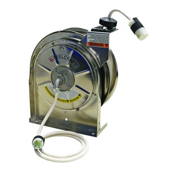 Reelcraft Industries LS 5425 123 3M-WC Cord Reel, 25 ft SJEOOW, 125V, 15  Amps, Spring Drive, Single Medical Grade Receptacle, Stainless Steel,  Silver