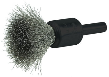 Weiler Stainless Steel Cup Brush - Shank Attachment - 1/2 in Diameter - 0.006 in Bristle Diameter - Cup Material: Standard - 10013