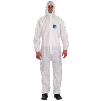 Ansell Microchem AlphaTec Chemical-Resistant Coverall 68-1800 WH18-B-92-107-02 - Size Small - White - 62590