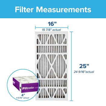 3M Filtrete Ultra Allergen Reduction 16 in x 25 in x 4 in NDP01-4IN-4 MERV 12, 1550 MPR Air Filter - 02443