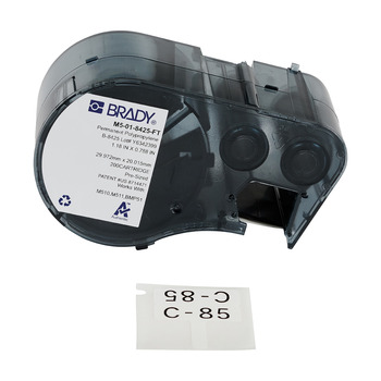 Brady M5-01-8425-FT Die-Cut Printer Cartridge - 1.18 in x 0.79 in - Polypropylene - Black on White - B-8425 - 64106