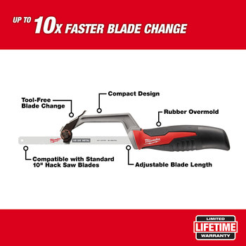 Milwaukee 10 in Compact Hack Saw 48-22-0012 - 140 - Bi-Metal