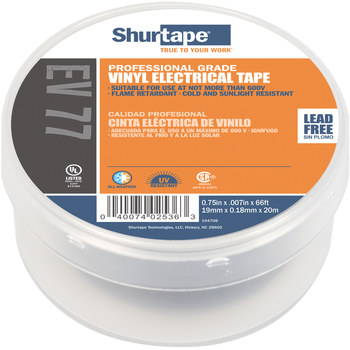 Shurtape Black Electrical Tape - 3/4 in Width x 66 ft Length - 7.0 mil Thick - SHURTAPE 104706